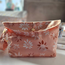 Load image into Gallery viewer, Little Poppet mini wet bag in Peach Daisy print- Peanut and Poppet UK