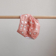Load image into Gallery viewer, The Gentle Mama Co Clementine pocket nappy - Coral nappy with white dainty leaf print - Peanut and Poppet UK