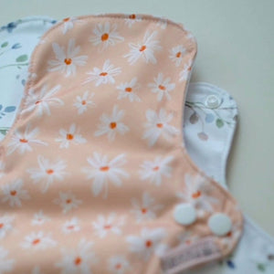 Fiyyah cloth sanitary pad in peach daises - Peanut and Poppet