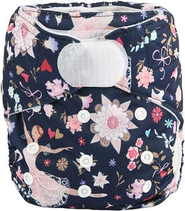 Sigzagor cloth nappy with velcro waist - simple cheap reusable nappy - floral ballerina print