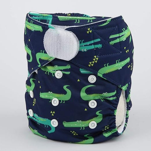 Sigzagor cloth nappy with velcro waist - simple cheap reusable nappy - crocodile print