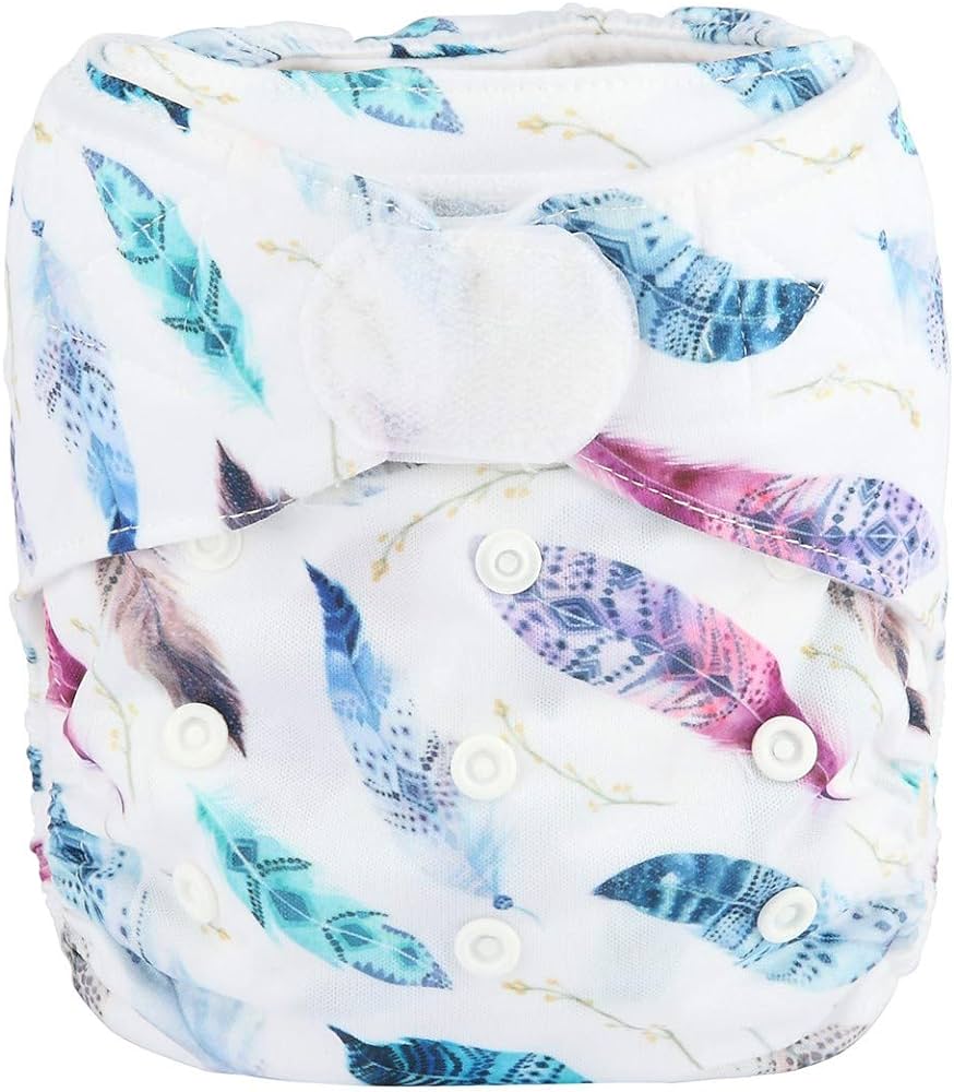 Sigzagor cloth nappy with velcro waist - simple cheap reusable nappy - feather print