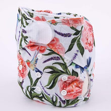 Load image into Gallery viewer, Sigzagor cloth nappy with velcro waist - simple cheap reusable nappy - floral hummingbird print
