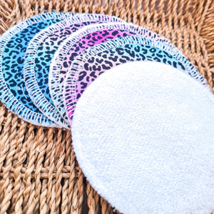 White backing on the reusable make up remover pads from Sparrow Road Handmade - Peanut and Poppet UK