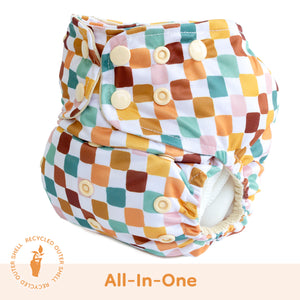 Checkers Lighthouse Kids Supreme all-in-one cloth nappy - Peanut and Poppet UK