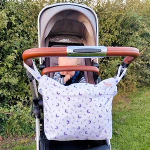 Fiyyah Everyday wet bag in Amethyst Dreams - changing bag and pram bag for reusable nappies - Peanut and Poppet UK