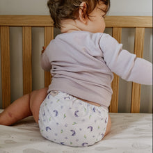 Load image into Gallery viewer, Child in a Fiyyah reusable cloth nappy - Amethyst Dreams - Peanut and Poppet
