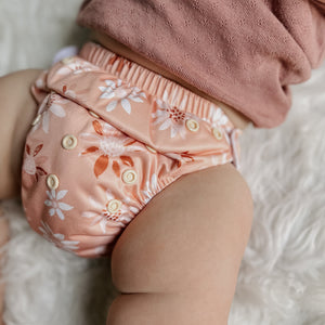 Toddler wearing Little Poppet Pull-Up and Pocket in Peach Blossom - Peanut and Poppet UK