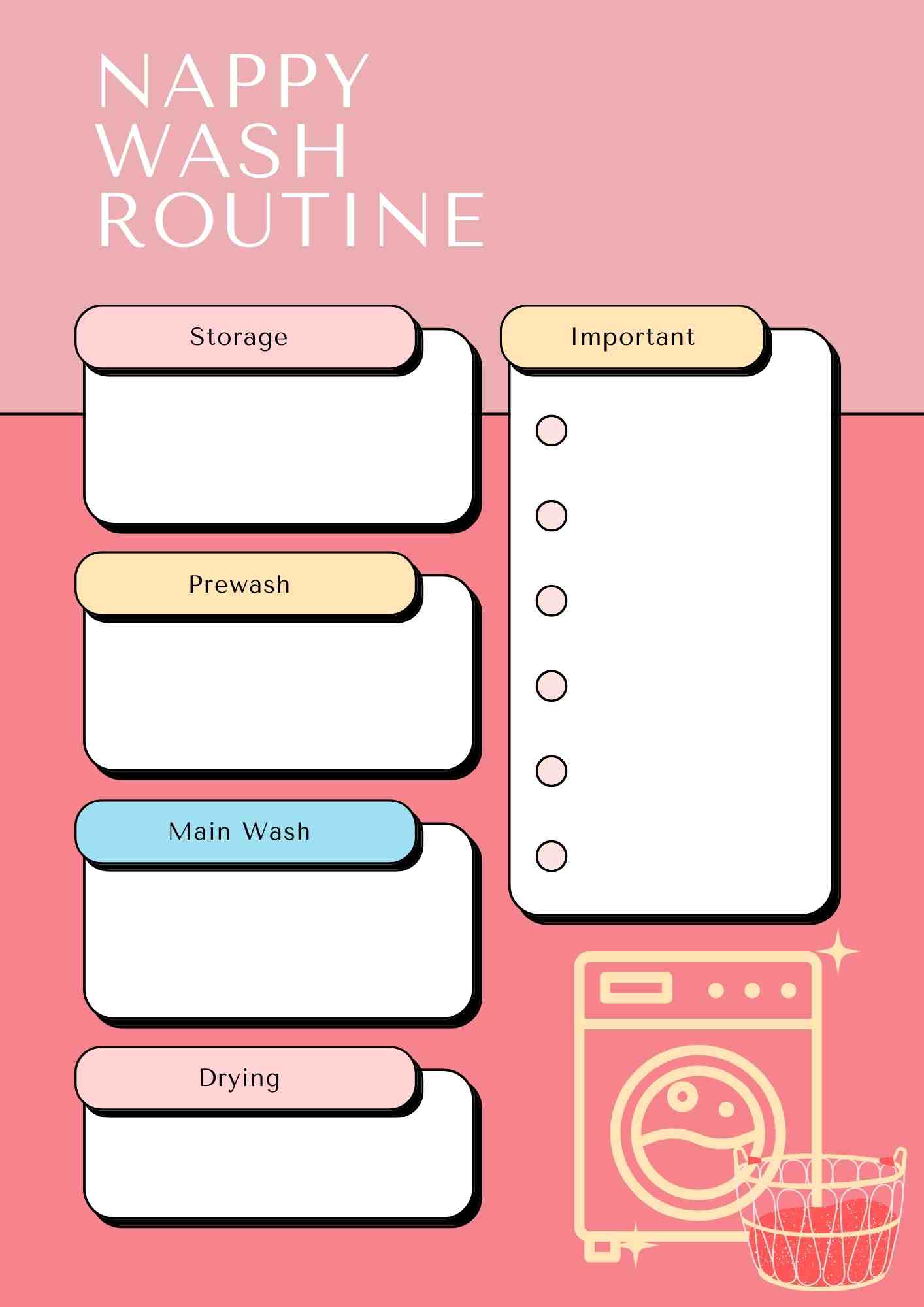 Nappy Wash Routine Template (Pink)