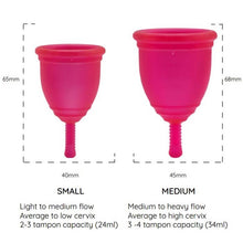 Load image into Gallery viewer, Ruby cup menstrual cup comparison and size guide - eco-friendly period - Peanut and Poppet UK
