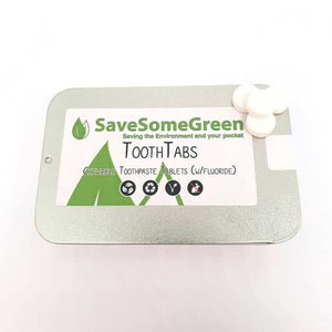 Save Some Green Tooth Tabs in Tin (Fluoride) - Toothpaste - Peanut and Poppet - 