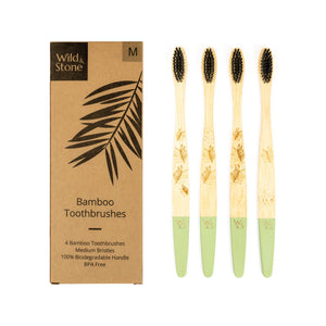 Wild & Stone adult bamboo toothbrushes (medium) 4 pack - eco bathroom - Peanut and Poppet UK