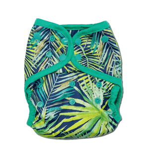 Zephyr (palm leaf) Little Lovebum Everyday cloth nappy - all-in one cloth nappy - Peanut and Poppet UK