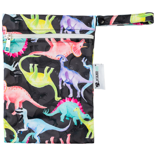 Designer Bums Prehistoric Party mini wet bag for cloth nappies and reusable wipes - Peanut and Poppet UK