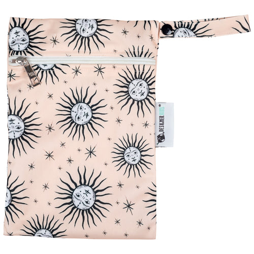 Designer Bums Sun and Stars mini wet bag for cloth nappies and reusable wipes - Peanut and Poppet UK