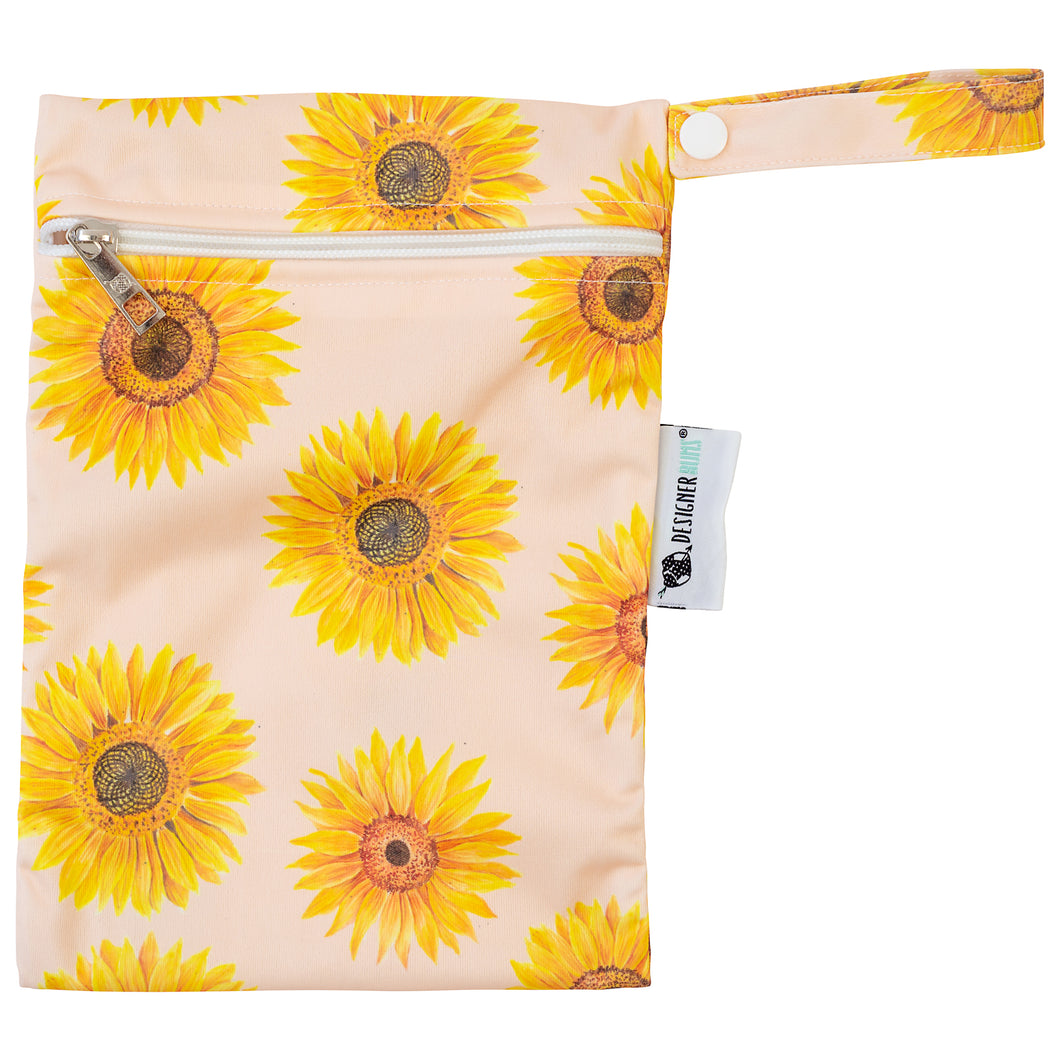 Designer Bums Sunny Blooms mini wet bag for cloth nappies and reusable wipes - Peanut and Poppet UK