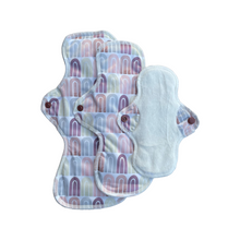 Load image into Gallery viewer, Yoho and Co Arches reusable period pads in 3 sizes - eco-friendly periods - Peanut and Poppet UK
